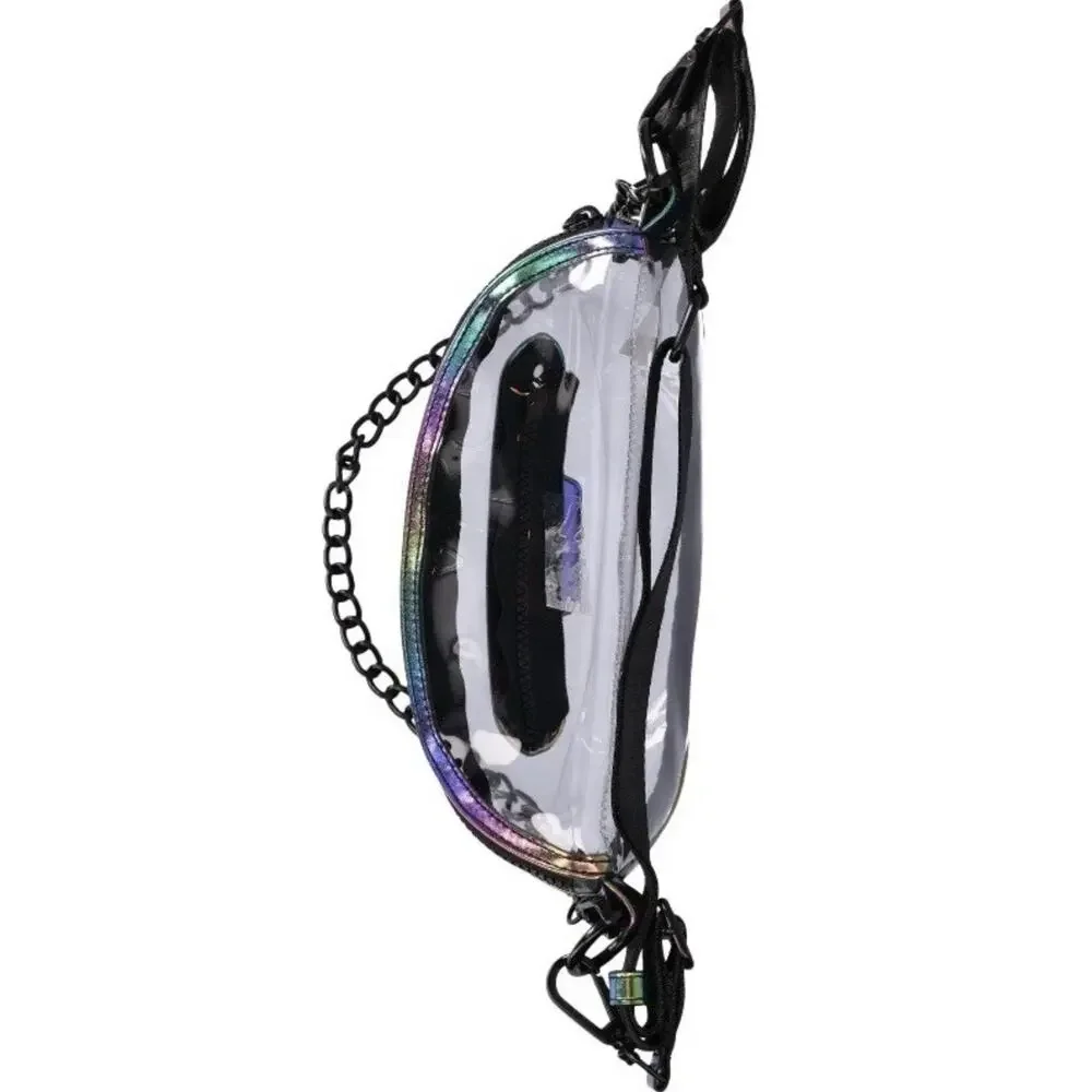 Steve Madden NYC Clear with iridescent trim Convertible FannyPack/ Crossbody - Picture 6 of 6